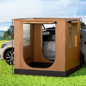 Weisshorn Pop Up Beach Tent, SUV Car Camping Tents Portable Side Awning Shade Shelter, Easy Instant Setup Privacy Change Room Lightweight Sun Protection Outdoor Fishing Family Picnic Brown