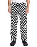 Nideen Men’s Black and White Checkerboard Print Chef Pants with Elastic Waist Drawstring Baggy Chef Trousers Uniforms SmallPlaid M