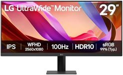 LG UltraWide Monitor 29U511A - UWFHD 1080p IPS 29 inch, 100Hz, 5ms GtG, HDR10, Office and Desktop display, Reader Mode & Flicker Safe, Smart Energy Saving, DisplayPort, HDMI, Black