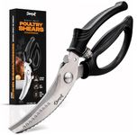 Demzit Poultry Shears, Kitchen Shears Heavy Duty - Rust Proof Kitchen Scissors Heavy Duty Spring Loaded for Bone Cutter & Chopping Vegetables - Chicken Shears, Game Shears, Meat Scissors - Black