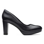 Clarks Women's Vista Kendra Black Leather Court Shoes-8 UK (26163757