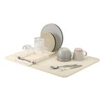 Umbra UDry Dish Drying Rack and Microfiber Dish drying Mat - Space-Saving Lightweight Design Folds Up for Easy Storage, 24 x 18 inches, Linen