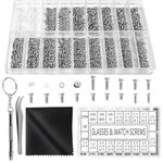 Glasses Repair Kit, 1000 pcs Eye Glasses Repair Kit with Screws, Screwdriver and Tweezers, 14 Sizes of Spectacle EyeGlasses Repair Screw for Watch and Glasses