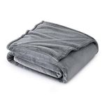 Bedsure Fleece Blanket Sofa Throw - Versatile Blanket Fluffy Soft Throw for Bed and Couch Throw/Single, Silver Grey, 130x150cm