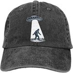 Waldeal Women's UFO Bigfoot Baseball Caps Adjustable Vintage Denim Summer Dad Hat Gifts Black