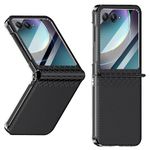 MistWorld Razr+2023 Full Package case,for Motorola Razr 40 Ultra Leather case, Moto Razr 40Ultra Center Hinge Protector case Film Integrated
