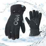 Vgo... -20℃/-4°F Men's Winter Warm Waterproof Work Gloves,Cold Weather Work Glove,Insulated,SyntheticLeather Gloves,Touchscreen(Size M,Black,SL7761FLWP)