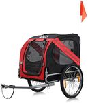 zoomundo Dog Bike Trailer Pet Bicycle Carrier Cargo Animal Dogs Travel in Red/Black - Silver Frame