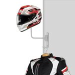 Motorcycle Helmet Stand, Helmet Holder for Bike,180 Degree Rotation Motorcycle Helmet Display Rack with 2 Hooks, Wall Mounted Rotatable Helmet Hanger for Caps Coats Baseballs Rugby Key Coats