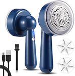 Rechargeable Fabric Shaver, Electric Lint Remover Sweater Shaver with 3 Speeds & LED Display for Removing Fuzz and Pill from Sweater, Couch, Clothes, Carpet, Furniture. 2 Replacement Blades.