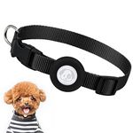 Compatible with Airtag Dog Collar, Adjustable Air Tag Dog Collar with Durable Quick Snap Buckle, Imitation Nylon Dog Collar with Waterproof Apple Airtag Holder for Small Dogs (S（6"-16"）, Black)