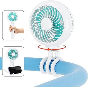 HandFan 4000mAh Battery Operated Stroller Fan Flexible Tripod Clip on Fan with 4 Speeds and Rotatable Max 31Hrs Handheld Personal Fans for Crib Car Seat Bike Treadmill (White)