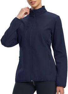 fit space Women's Softshell Jacket, Fleece Lined Warm Lightweight Windbreaker, Insulated Shell for Hiking Outdoors, Navy X-Large