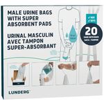 Lunderg Disposable Urine Bags for Men with Super Absorbent Pad - Value Pack 20 Count - Disposable & Portable - For travel, Car Pee Bag or Pocket Toilet for Emergency & Camping. Help Yourself Anywhere!