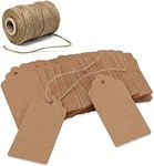 200PCS Kraft Paper Gift Tags with 200 Feet Natural Jute Twine,Craft Price Tags Label for Wedding Birthday Christmas Packing and Art Craft 4.5x9.5cm