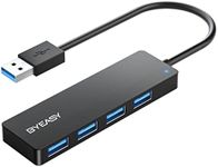 USB Hub, BYEASY 4-Port USB 3.0 Hub Ultra Slim Portable USB Splitter for iMac Pro, MacBook Air, Mac Mini/Pro, Surface Pro, Notebook PC, Laptop, USB Flash Drives, and Mobile HDD (Leather Black)