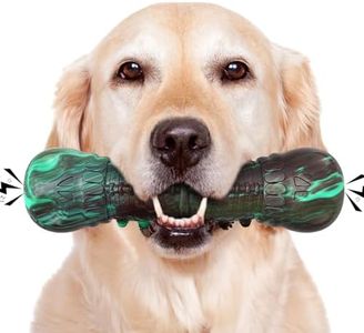 HETOO Dog Chew Toys Indestructible Dog Toys for Large Medium Breed Durable Rubber Squeaky Dog Toy for Aggressive Chewers Tough Strong Bone Dog Toy Outdoor Interactive Dog Toys Birthday Gifts Mix Green