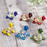 H&D HYALINE & DORA Handmade Mini Sea Turtle Art Glass Blown Sea Animal Figurine,Set of 6