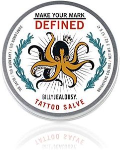Billy Jealousy Make Your Mark Defined Tattoo Salve, Tattoo Aftercare with Vitamin E and Soybean & Lavender Oils, Protects, Deeply Nourishes, and Enhances Vibrancy, 2 oz
