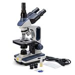 SWIFT Microscope Compound Trinocular SW350T, Research-Grade for Lab, 40X-2500X Magnification, with Wide-Field 10X, 25X Eyepieces, Siedentopf Head, Camera-Compatible, Mechanical Stage, Abbe Condenser