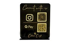 Chhavi Craft Personalized Social Media QR code Stand for Instagram, Facebook, Twitter for receiving Payment for Businesses, Offices, Shops G pay, phone pe,(black wood)