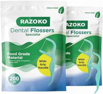 Dental Floss Picks Extra Strong Flosser Pick Toothpicks Fresh Mint 200 Count (Pack of 2)