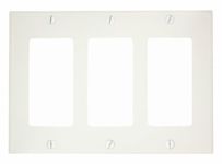 Leviton 80411-NW 3 Gang Decora/GFCI Device Wall Plate, Standard Size, White