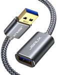 JSAUX USB 3.0 Extension Cable 2M, 5Gbps High Speed Data Transfer USB A Male to A Female USB Extender Cable, USB Extension Lead Compatible for Printer,Scanner,Camera,Card Reader,USB Disk,Keyboard-Grey