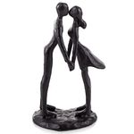 Sziqiqi Cast Iron Kissing Couple Statue Modern Decorative Figurine Romantic Sculptures Ornament, Black Metal Abstract Figure Anniversary Wedding Keepsake Gift for Her Women Girlfriend Bride Couples