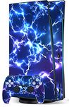 Blue Electric Custom Vinyl Skins for Playstation 5, Wrap Decal Cover Stickers for Playstation 5 Digital edition Console Controller (blue electric)