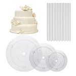 3 Tiered Cakes Separator Plates & 9 PCS Cake Stacking Dowels for 6/ 8/ 10 inch Cakes