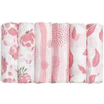 GLLQUEN BABY Receiving Blanket Boy Cotton Muslin Swaddle Blankets Girl Newborn Squares Breathable & Soft Thin Baby Blankets Cloths Double Absorbent Infant Swaddling Wrap - 6 Pack (Flower)