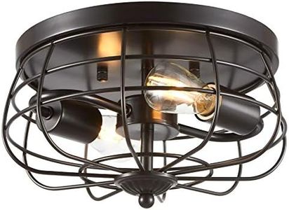 VONLUCE 2-Light Industrial Flush Mount Ceiling Light Fixture in Dark Bronze Finish, Rustic Light Fixtures Metal Cage, Farmhouse Ceiling Lighting Fixture for Bedroom, Living Room, Kitchen Island