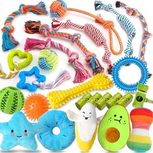 Zeaxuie 20 Pack Luxury Dog Chew Toys for Puppy, Cute Small Dog Toys with Ropes Puppy Chew Toys, Treat Ball and Squeaky Puppy Toys for Teething