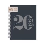 Rileys Planner 2024-2025 18-Month Academic Weekly Planner - Typographic Weekly & Monthly Agenda Planner, Flexible Cover, Notes Pages, Twin-Wire Binding (20 x 15 cm, Black)