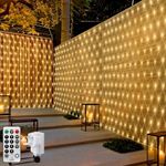 CORST Net Lights Outdoor Indoor Mesh Lights Plug in, 3M X 2M 200LED Garden Tree Lights Outside Fairy Lights 8Mode Waterproof Connectable for Indoor Gazebo Balcony Decor(Warm White)