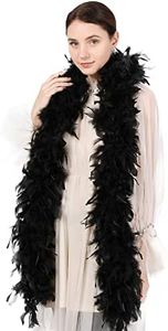 Ws&Wt 2 Yards 100 Grams Turkey Chandelle Feather Boa for adult women costume accessory dress up party favors(Black)