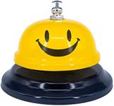 1 Pack Call Bell, Desk Service Bell, 3.35 Inch Diameter Metal Bell for Hotels, Schools, Pet Dog Training(Yellow, Smile)