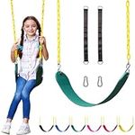 Jungle Gym Kingdom Outdoor Swing Seat Replacement - Pack of 1 Replacement Swings for Swingsets for Outside with Plastic Coated Chains and 2 Hooks, Playground Accessories, Green