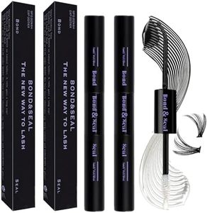 Qiveaory Lash Bond and Seal Kit 2Pcs DIY Lash Extension Waterproof Lashe Cluster Glue 72h Hold Portable Individual Lash Glue for Eyelash Extensions Beginners Black Bond&Clear Seal(5ml+5ml）