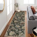 Morebes Floral Washable Hallway Rug 2x8, Brown Rugs for Entryway Non Slip,Long Bath Mat Distressed Paisley Kitchen Runner Rug Indoor Floor Carpet for Entry Laundry Foyer Nursery Rv