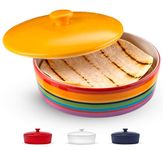 Ceramic Tortilla Warmer by KooK, Colorful Design, Holds up to 12 tortillas