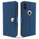 Pikkme Flip Cover Leather Finish | Inside TPU with Card Pockets | Wallet Stand and Shock Proof | Complete Protection Button Flip Case (Blue)