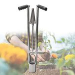 AIWFL Bulb Planter, Bend Free Tool for Planting Bulbs Manual Seedling Transplanter Stainless Long Handle Bulb Planter Weeder Sod Plugger Flower Planting Soil Sampler-5-IN-1 Lawn Tool and Garden Tool