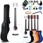 Aryari Acoustic Guitar Beginner Set, 41 Inches, Acoustic Guitar, Folk Guitar, Beginners, Students, Adults, Stylish, Present (Includes Storage Bag, String, Capo Pick, Strap, Etc),White