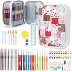 Katech Crochet Hooks Kit with Case, 99-Piece Crochet Hooks Set DIY Crochet Needles Yarn Weave Kits for Knitting Gloves and Sweaters, Ergonomic Lace Crochet Hook for Fine Working