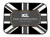 Personalised Camper van Mat - B&W Union Jack motorhome door mat Mat 44cm x 32cm