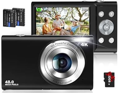 Jckduhan Digital Camera Auto Focus 4K Vlogging Camera HD 48MP 16X Digital Zoom Camera with 32G Memory Card 2 Batteries YouTube Portable Mini Compact Camera for Kids Teens Adult Beginner