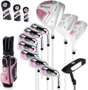 Goplus Complete Golf Club Set for Women, 11 PCS Right Handed Golf Clubs with 460CC #1 Driver, 3 Fairway, 5 Hybrid, 5/#6/#7/#8/#9/#P/#S Irons, Putter, Golf Cart Bag with Rain Hood for Lady (Pink)