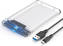 ETZIN 2.5" External Hard Drive Enclosure, SATA III to USB Type-C for HDD/SSD - Tool Free Installation, Transparent Design, Supports UASP and up to 4TB [Hard Drive NOT Included]-EPL-417HS.